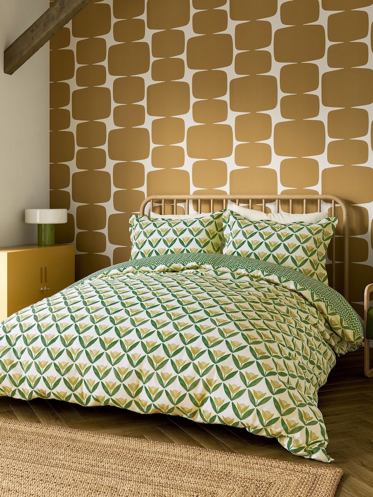 Scion Green Tulip Trellis Cotton Duvet Set - Image 2 of 5
