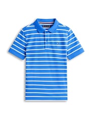 Tommy Hilfiger Empire Blue Stripe Essential Regular Fit Signature Polo Shirt - Image 5 of 5