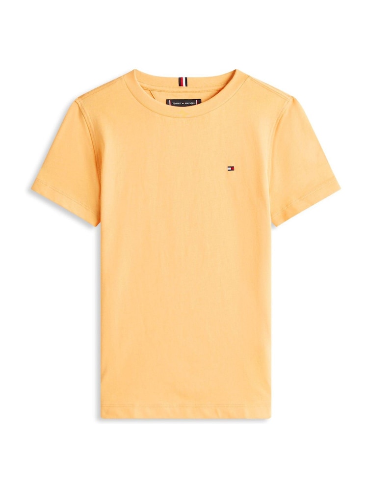 Tommy Hilfiger Orange Essential Flag Embroidery Crew Neck T-Shirt - Image 5 of 5