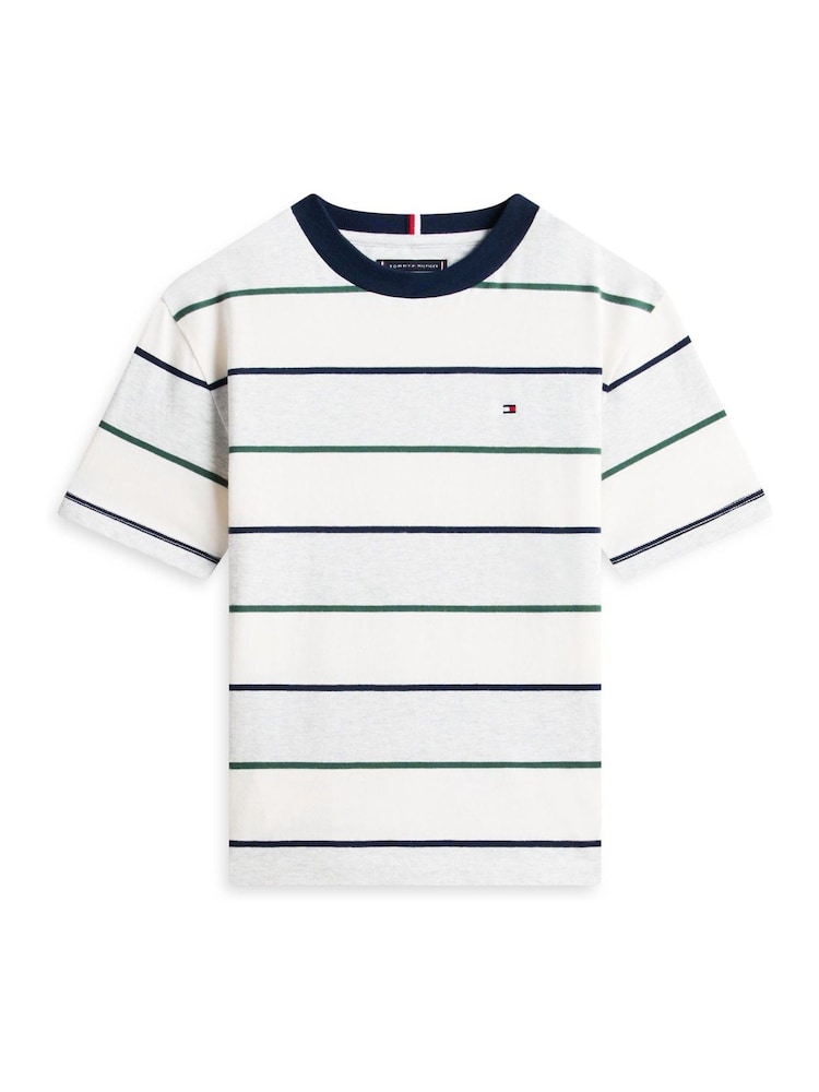 Gray - Tommy Hilfiger Rugby Stripe Peached Jersey T-Shirt - Larawan 5 ng 5