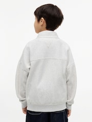 Tommy Hilfiger Grey Logo Terry Quarter Zip Sweatshirt - Image 2 of 5