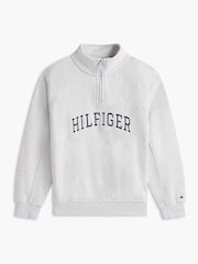 Tommy Hilfiger Grey Logo Terry Quarter Zip Sweatshirt - Image 5 of 5