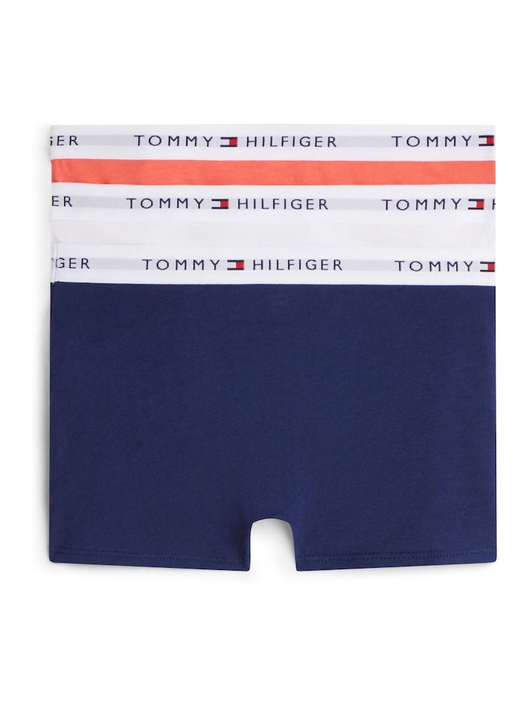 Tommy Hilfiger L Grey Htr / White / Preppy Navy Signature Logo Waistband Trunks 3 Pack - Image 2 of 2