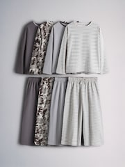 The Set 4 Pack Camo Print Relaxed Fit Pyjamas Grey - Image 1 of 11