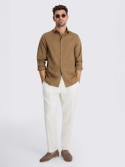 MOSS Brown Cotton Linen Shirt - Image 2 of 3