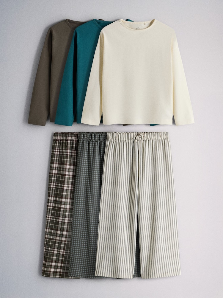 The Set 3 Pack Long Check Pyjamas Green - Image 1 of 9