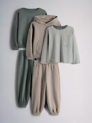 The Set 5 Piece Set Hoodie, Crew Sweat, Joggers and T-Shirt Green/Grey - Image 1 of 8