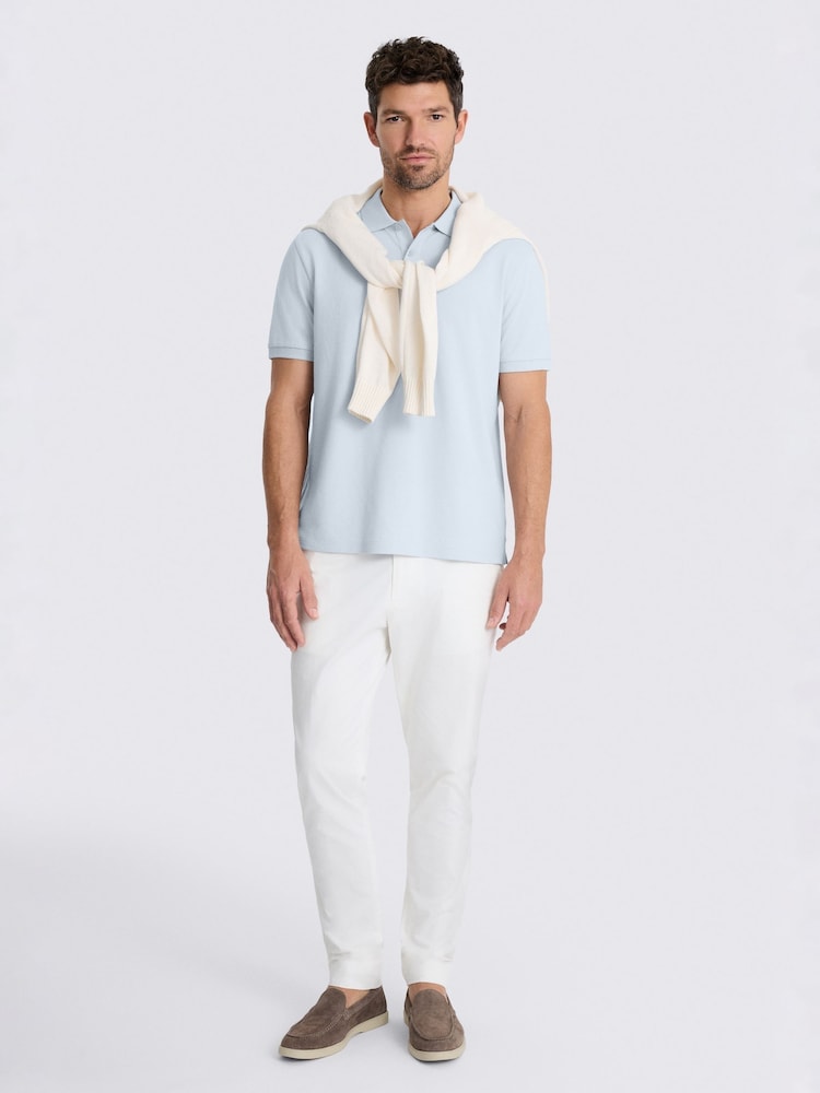 MOSS Blue Pique Polo Shirt - Image 2 of 3 MOSS Blue Pique Polo Shirt - Image 2 of 3