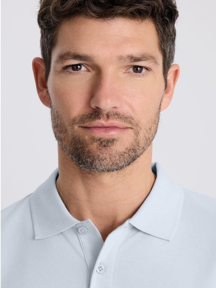 MOSS Blue Pique Polo Shirt - Image 3 of 3 MOSS Blue Pique Polo Shirt - Image 3 of 3