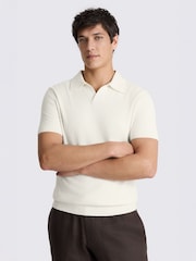 MOSS Off-White Bouclé Skipper Polo Shirt - Image 1 of 3