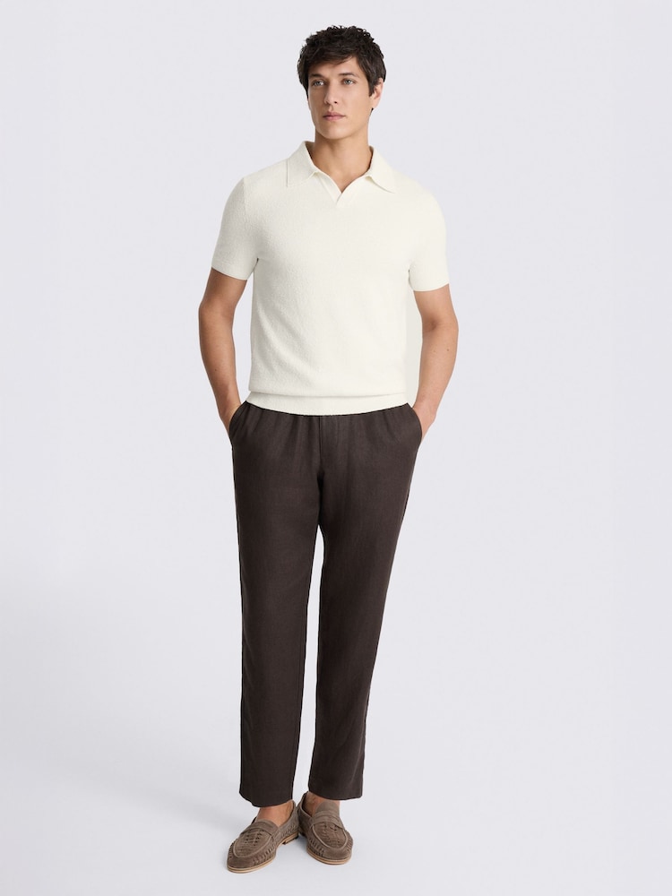 MOSS Off-White Bouclé Skipper Polo Shirt - Image 2 of 3