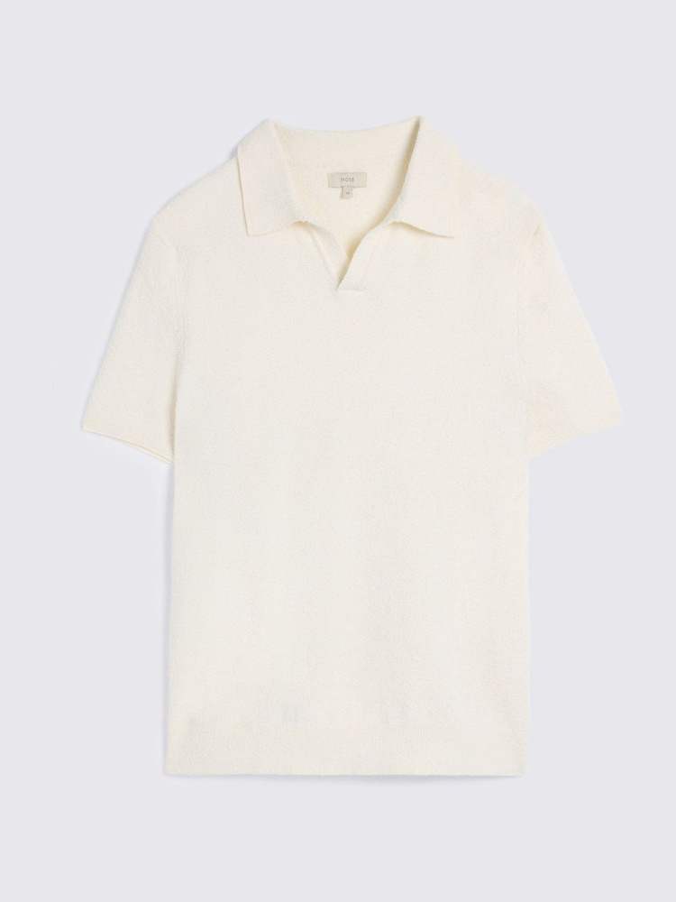 MOSS Off-White Bouclé Skipper Polo Shirt - Image 4 of 4 MOSS Off-White Bouclé Skipper Polo Shirt - Image 4 of 4