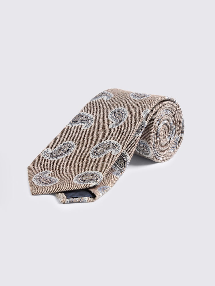 MOSS Natural Italian Paisley Tie - Image 1 of 2