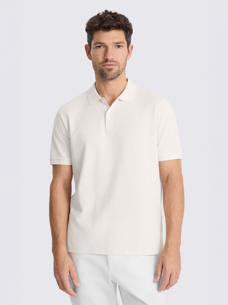 MOSS Off White Pique Polo Shirt - Image 1 of 3 MOSS Off White Pique Polo Shirt - Image 1 of 3