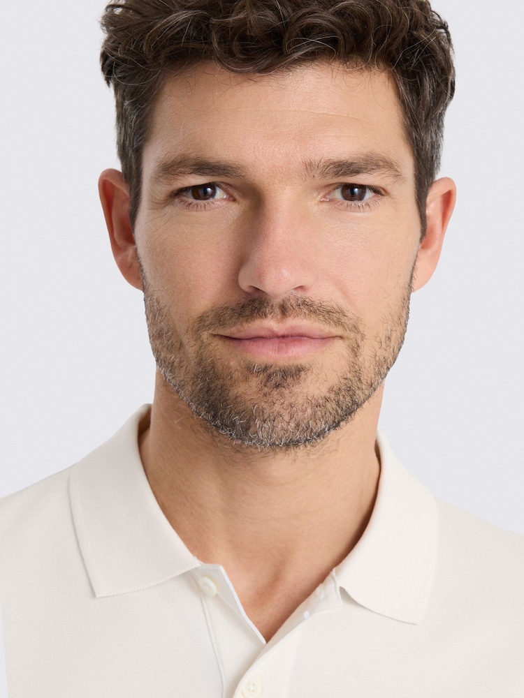 MOSS Off White Pique Polo Shirt - Image 3 of 3 MOSS Off White Pique Polo Shirt - Image 3 of 3