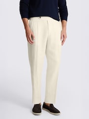 MOSS Cream Linen Pleated Trousers - Image 1 of 4