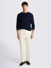 MOSS Cream Linen Pleated Trousers - Image 3 of 4