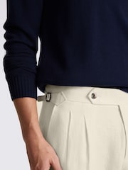 MOSS Cream Linen Pleated Trousers - Image 4 of 4