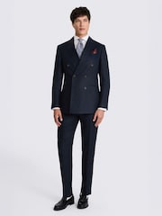 MOSS Navy Tailored Fit Twill Linen Suit Jacket - Image 2 of 5
