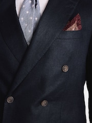 MOSS Navy Tailored Fit Twill Linen Suit Jacket - Image 4 of 5