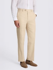 MOSS Ecru Relaxed Fit Twill Linen Cotton Suit Trousers - Image 1 of 3