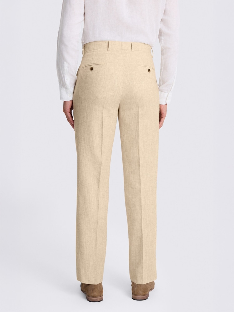 MOSS Ecru Relaxed Fit Twill Linen Cotton Suit Trousers - Image 2 of 3