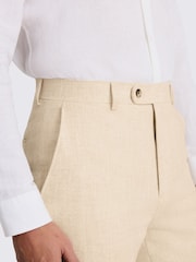 MOSS Ecru Relaxed Fit Twill Linen Cotton Suit Trousers - Image 3 of 3