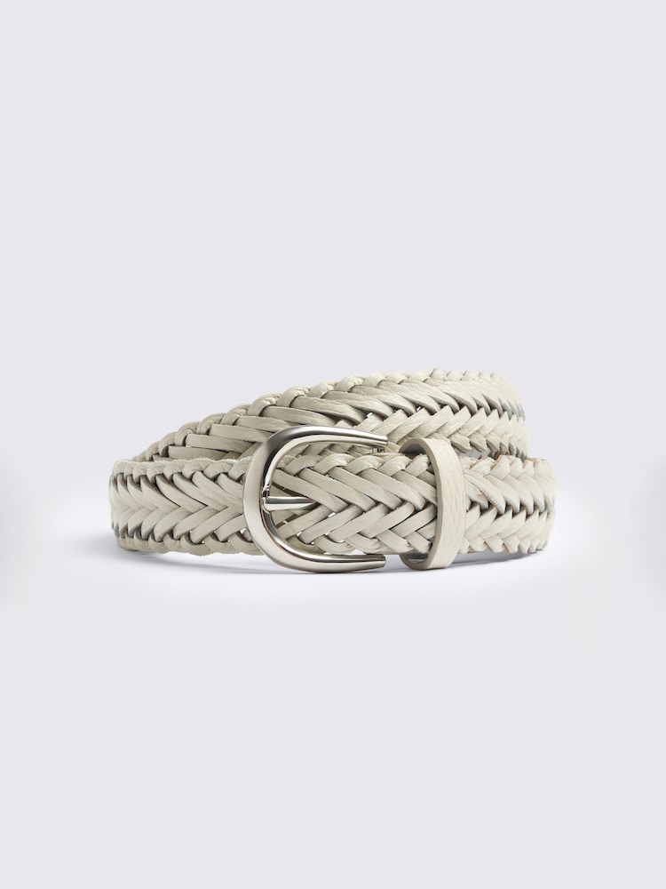 MOSS Off-White Leather Woven Belt - Image 1 of 2