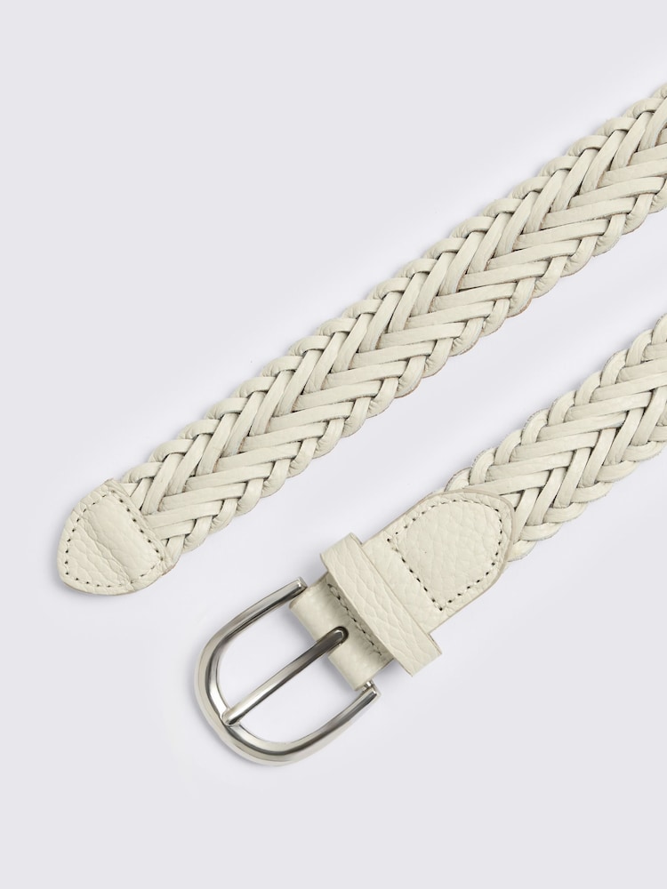 MOSS Off-White Leather Woven Belt - Image 2 of 2