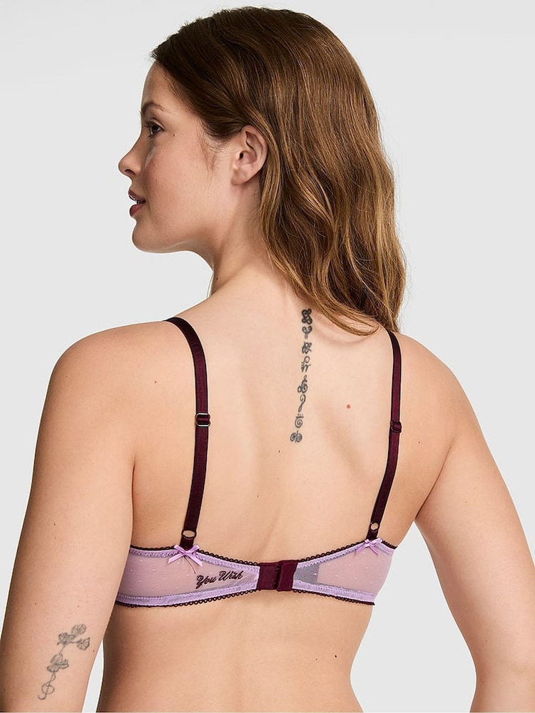 Victoria's Secret Pink Lilac Purple Balcony Pop Stitch Embroidery Bra - Image 2 of 2 Victoria's Secret Pink Lilac Purple Balcony Pop Stitch Embroidery Bra - Image 2 of 2
