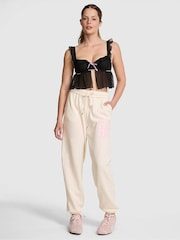 Victoria's Secret PINK Cozy White Cuffed Fleece Joggers - Image 1 of 2