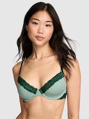 Victoria's Secret Pink Soft Sage Green T Shirt Lace Trim Bra - Image 1 of 2