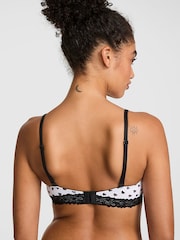Victoria's Secret Pink White Heart Print T Shirt Lace Trim Bra - Image 2 of 2