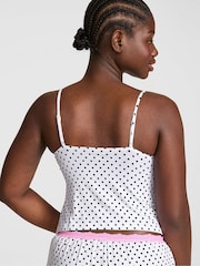 Victoria's Secret Pink White Polka Dots Modal Lace Cami Pyjama Top - Image 2 of 2