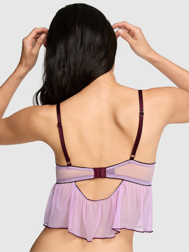 Victoria's Secret Pink Lilac Purple Longline Pop Stitch Embroidery Bra - Image 2 of 2 Victoria's Secret Pink Lilac Purple Longline Pop Stitch Embroidery Bra - Image 2 of 2