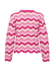 ONLY Pink Wave Structure O-Neck Knit Jumper - Image 2 of 2
