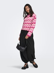 ONLY Pink Wave Structure O-Neck Knit Jumper - Image 3 of 5