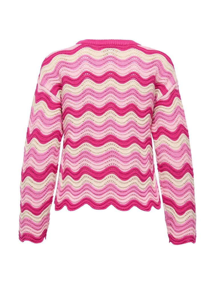 ONLY Pink Wave Structure O-Neck Knit Jumper - Image 5 of 5