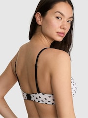 Victoria's Secret PINK White Heart Print Non Wired Push Up Lace Trim Bra - Image 2 of 2