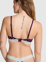 Victoria's Secret PINK Purple Rose Dog Print Push Up Lace Trim Bra - Image 2 of 2