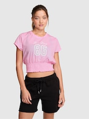 Victoria's Secret Pink Pink Lollipop Smocked Mesh Jersey Top - Image 1 of 3