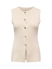 ONLY Cream Knitted Vest With Metallic Button Detail - Image 1 of 2