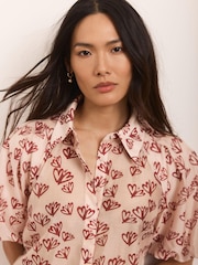 Mint Velvet Pink Heart Print Puff Sleeve Shirt - Image 4 of 8