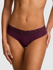 Victoria's Secret Pink Purple Rose Thong Lace Trim Knickers - Image 1 of 2