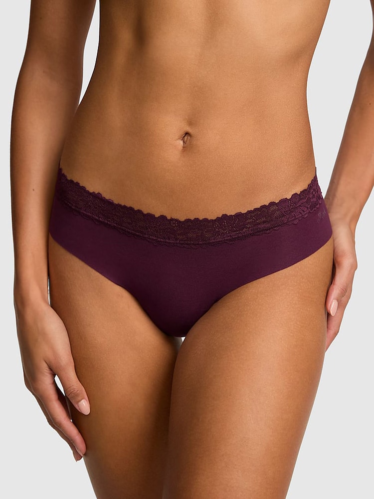 Victoria's Secret Pink Purple Rose Thong Lace Trim Knickers - Image 1 of 2