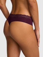 Victoria's Secret Pink Purple Rose Thong Lace Trim Knickers - Image 2 of 2
