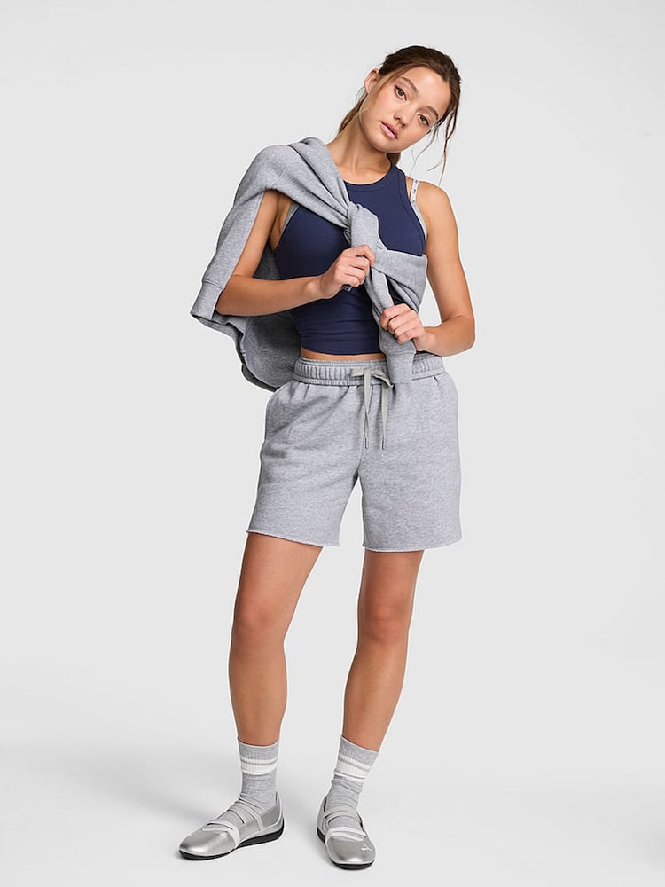 Victoria's Secret Pink Medium Heather Grey Fleece Shorts - Image 1 of 2 Victoria's Secret Pink Medium Heather Grey Fleece Shorts - Image 1 of 2