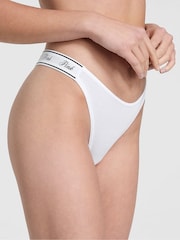 Victoria's Secret PINK Black/White/Nude/Brown/Pink Thong 5 Pack Logo Knickers - Image 2 of 3