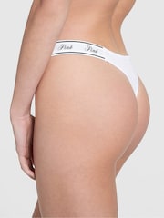 Victoria's Secret PINK Black/White/Nude/Brown/Pink Thong 5 Pack Logo Knickers - Image 3 of 3
