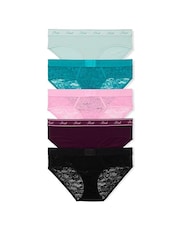 Victoria's Secret Pink Green/Blue/Pink/Black Hipster 5 Pack Lacie Logo Knickers - Image 1 of 1